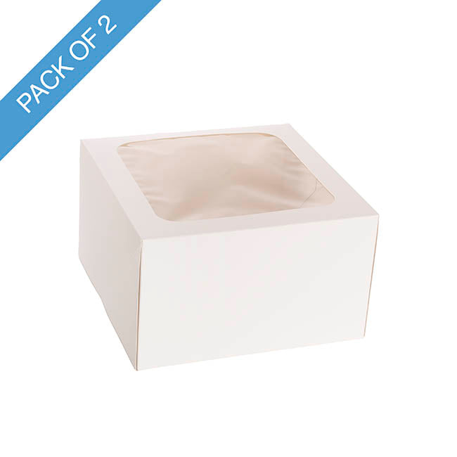 Cake Pastry Window Box 10" Square White Pack 2(25x25x15Hcm)