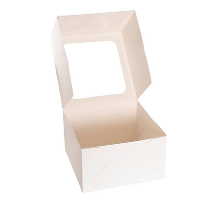 Cake Pastry Window Box 10" Square White Pack 2(25x25x15cmH)