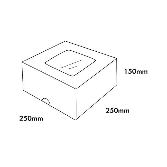 Cake Pastry Window Box 10" Square White Pack 2(25x25x15cmH)