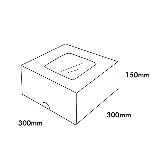 Cake Pastry Window Box 12" Square White Pk2 (30x30x15cmH)