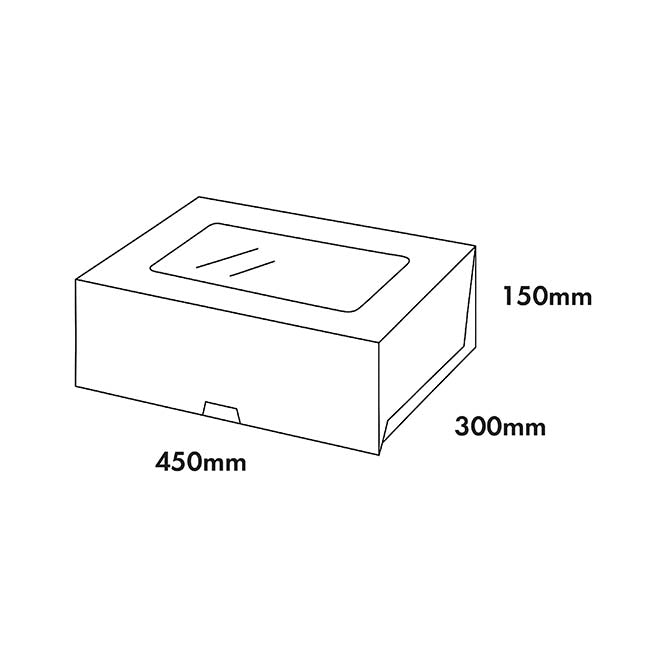 Cake Pastry Window Box Rectangle White Pk2 (45.5x30.5x15cmH)