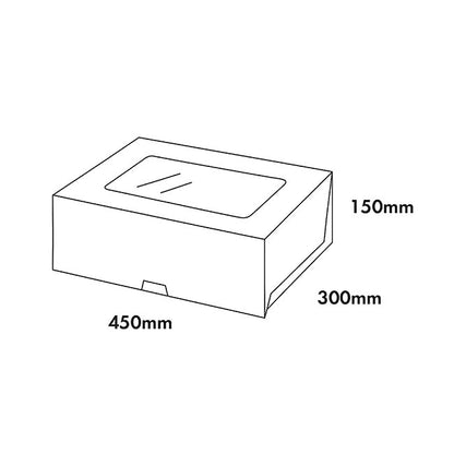 Cake Pastry Window Box Rectangle White Pk2 (45.5x30.5x15cmH)