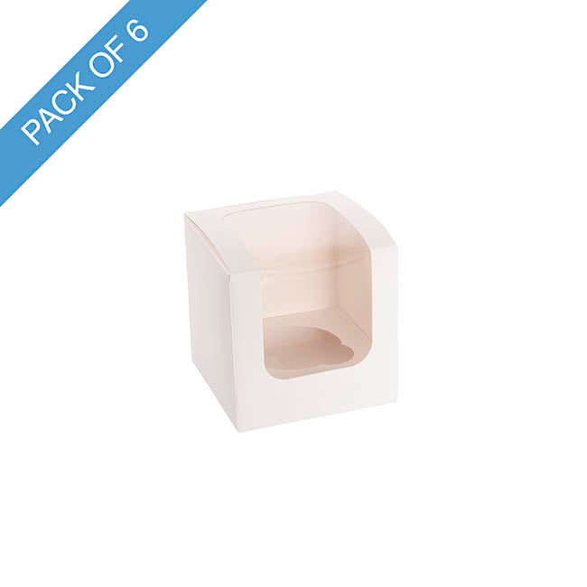 Cupcake Single Pastry Window Box White Pack 6 (10x10x10Hcm)