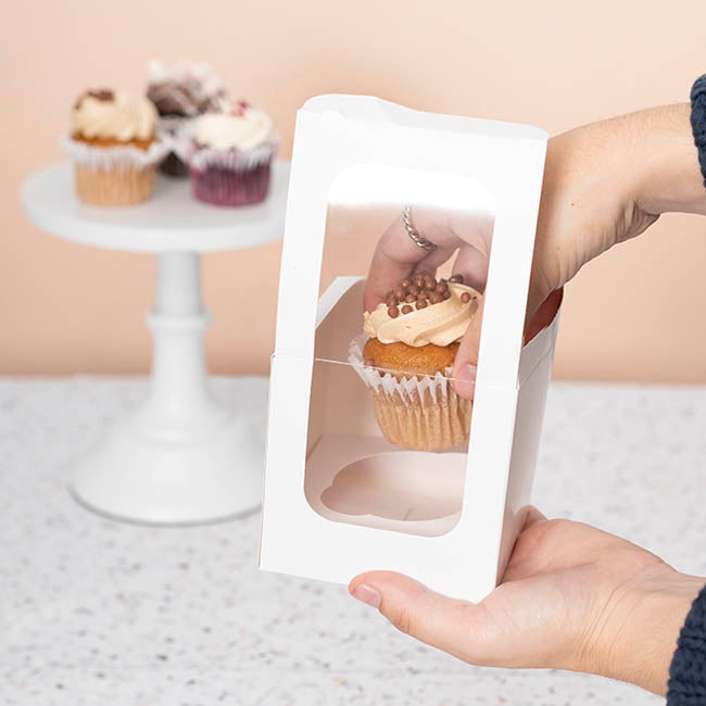 Cupcake Single Pastry Window Box White Pack 6 (10x10x10cmH)