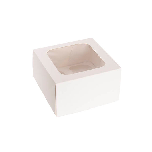 Cupcake 4 Pastry Window Box White Pack 6 (18x18x10cmH)