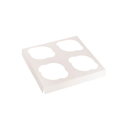 Cupcake 4 Pastry Window Box White Pack 6 (18x18x10cmH)