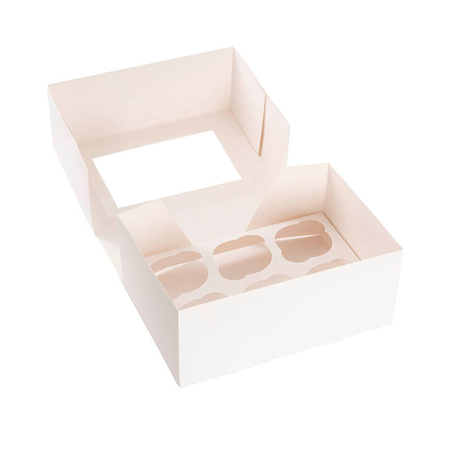 Cupcake Half Dozen Pastry Window Box White Pk4 (24x16x10cmH)