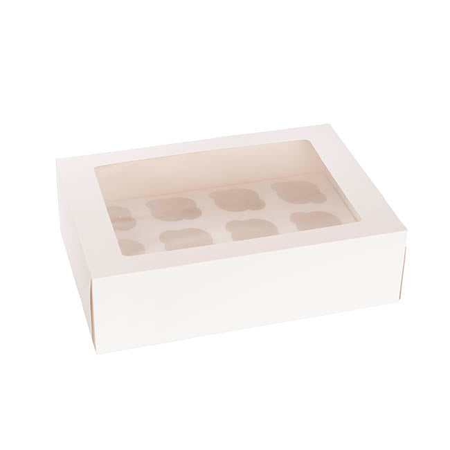 Cupcake Dozen Pastry Window Box White Pack 2 (36x25x10cmH)