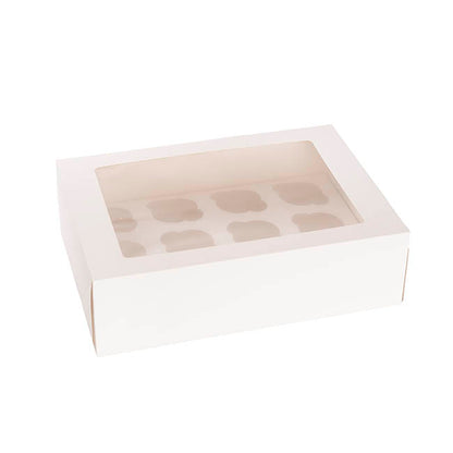Cupcake Dozen Pastry Window Box White Pack 2 (36x25x10cmH)