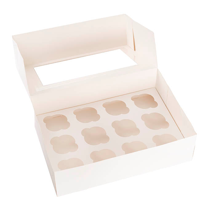 Cupcake Dozen Pastry Window Box White Pack 2 (36x25x10cmH)