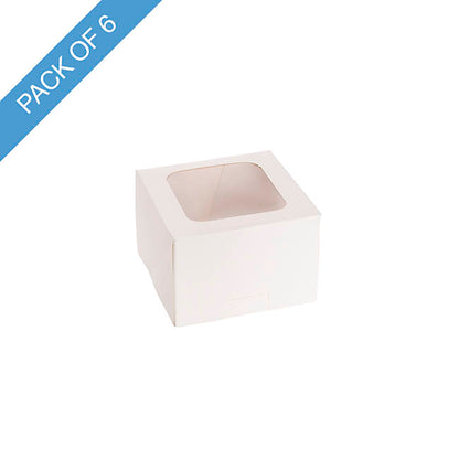 Donut Cookie Single Window Box White Pack 6 (10x10x7Hcm)