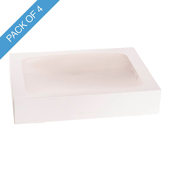 Donut Cookie Dozen Window Box White Pack 4 (36x26x7Hcm)