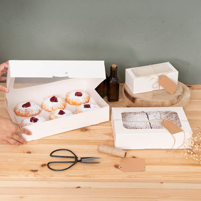 Donut Cookie Dozen Window Box White Pack 4 (36x26x7cmH)