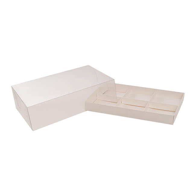 Muffin Cupcake Box 6 w/ Clear Lid White Pk4 (17.5x26.5x7cmH)