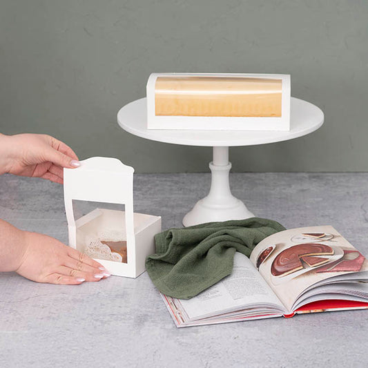 Pastry Dessert Treat Window Box 5" White Pk6 (13x11x8cmH)