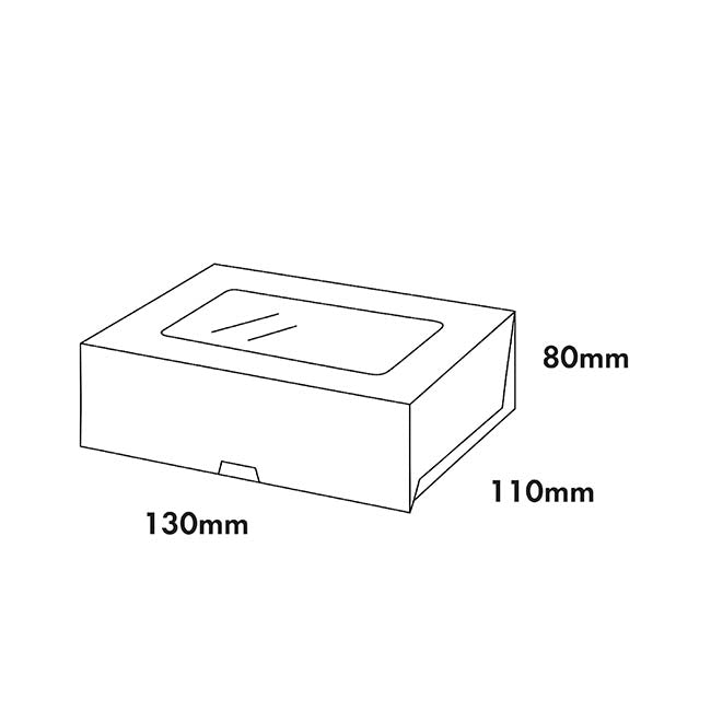 Pastry Dessert Treat Window Box 5" White Pk6 (13x11x8cmH)