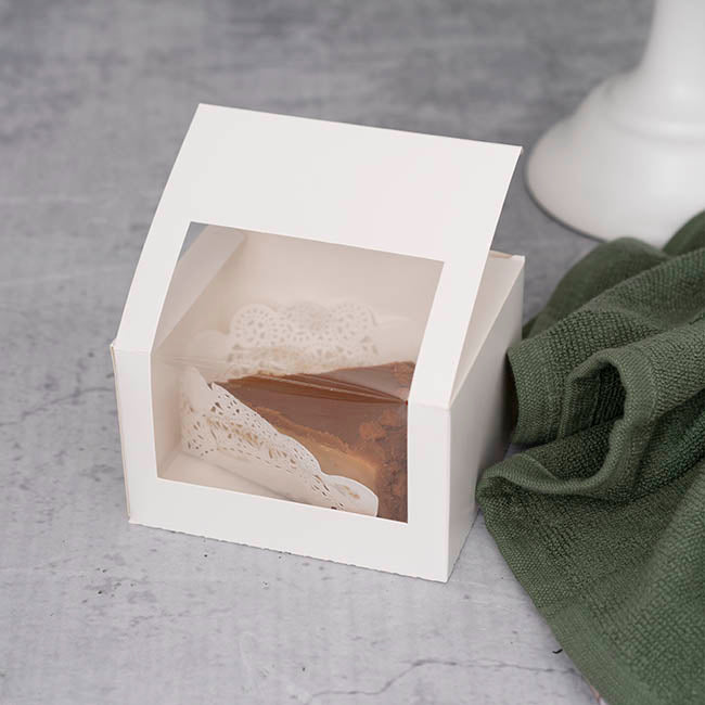 Pastry Dessert Treat Window Box 5" White Pk6 (13x11x8cmH)