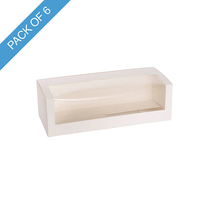 Pastry Dessert Treat Window Box 10" White Pk6 (26x11x8Hcm)