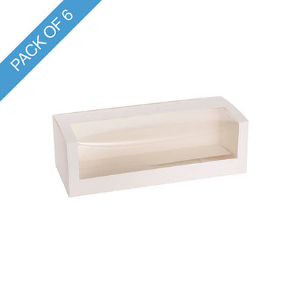 Pastry Dessert Treat Window Box 10" White Pk6 (26x11x8Hcm)