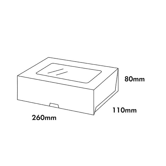 Pastry Dessert Treat Window Box 10" White Pk6 (26x11x8cmH)