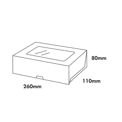Pastry Dessert Treat Window Box 10" White Pk6 (26x11x8cmH)