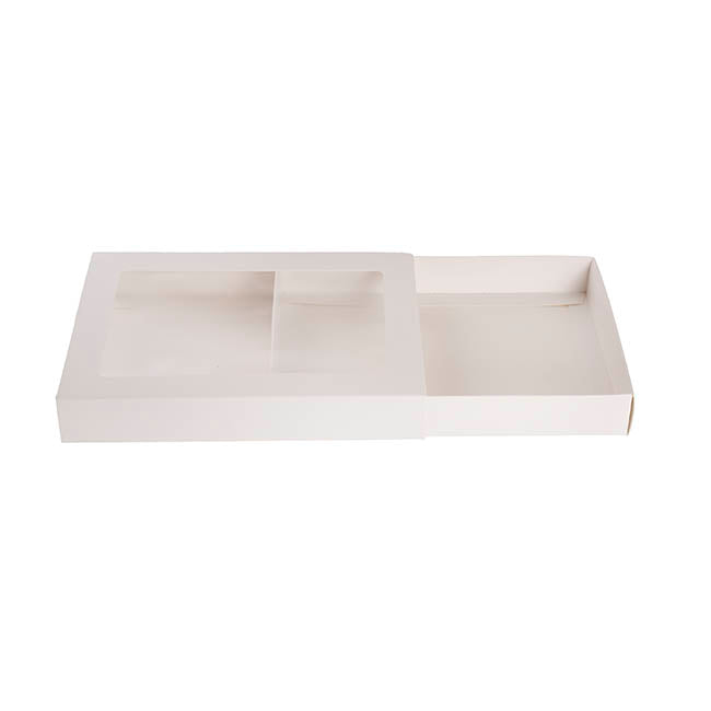 Pastry Slice Dessert Window Box Long White Pk6 (20x15x3cmH)