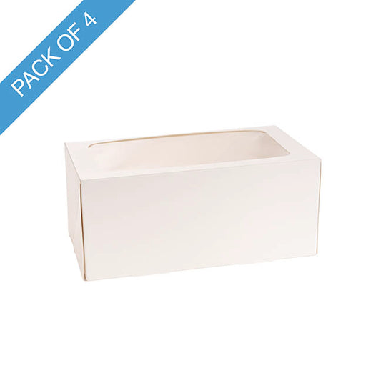 Cake Log Roll Dessert Window Box White Pk4 (23x13x10Hcm)