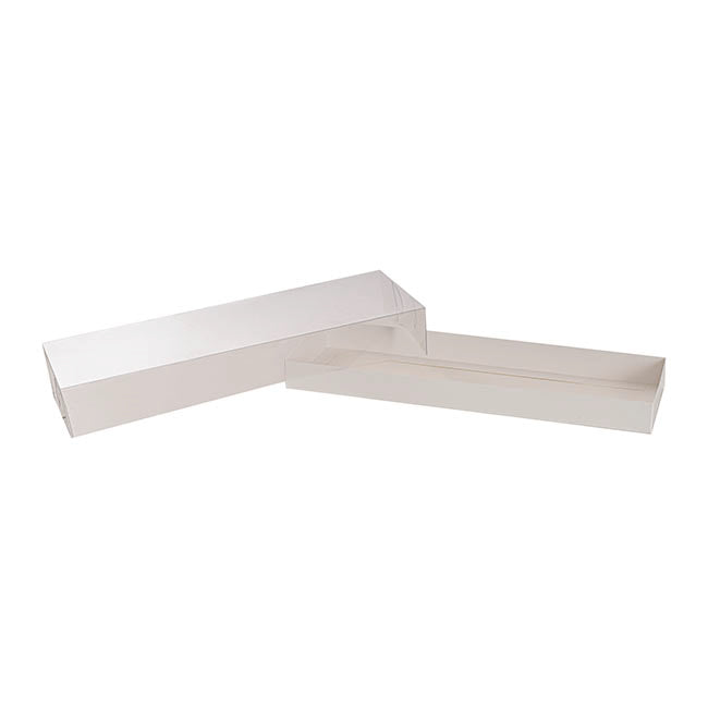 Cake Pastry Dessert Box Clear Lid White Pk4 (34.5x12x5Hcm)