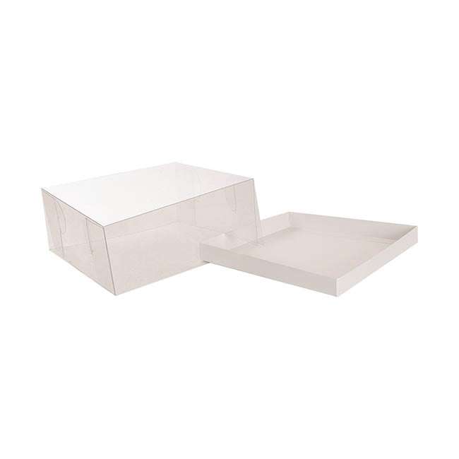 Cake Pastry Dessert Box Clear Lid White Pk4 (26x26x11Hcm)