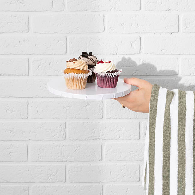 Cake Board Wrapped Card 8" Round White Pack 2 (20x1.2cmH)