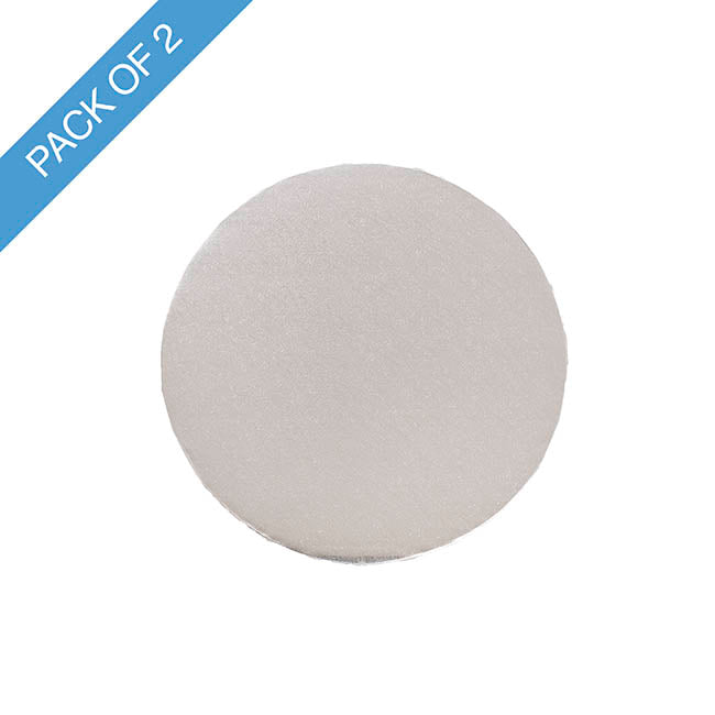 Cake Board Wrapped Card 10" Round Silver Pack 2 (25x1.2Hcm)