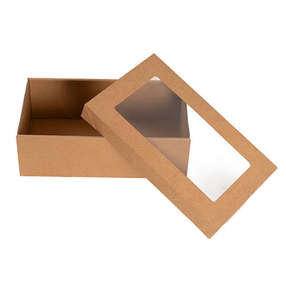 Catering Grazing Window Box & Lid Brown Pack 2 (26x16x8cmH)