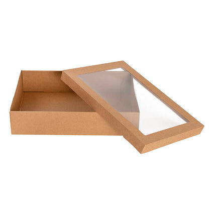 Catering Grazing Window Box & Lid Kraft Pk2 (36.5x25.5x8cmH)