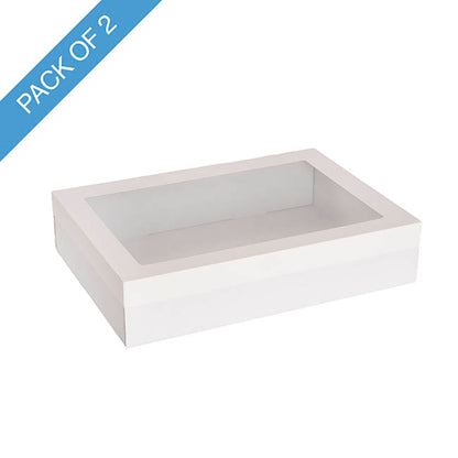 Catering Grazing Window Box & Lid White Pk2 (36x25.5x8Hcm)