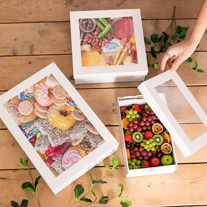 Catering Grazing Window Box & Lid White Pack 2 (25x25x8cmH)