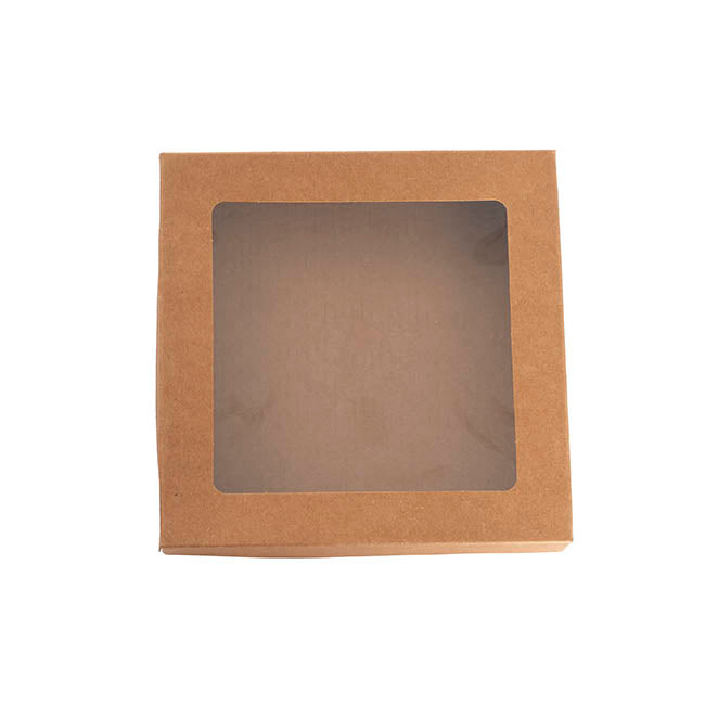 Catering Mini Window Box & Lid Kraft Pack 2 (15x15x3cmH)