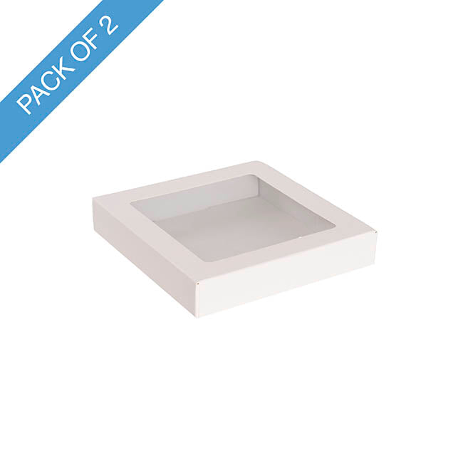 Catering Mini Window Box & Lid White Pack 2 (15x15x3Hcm)