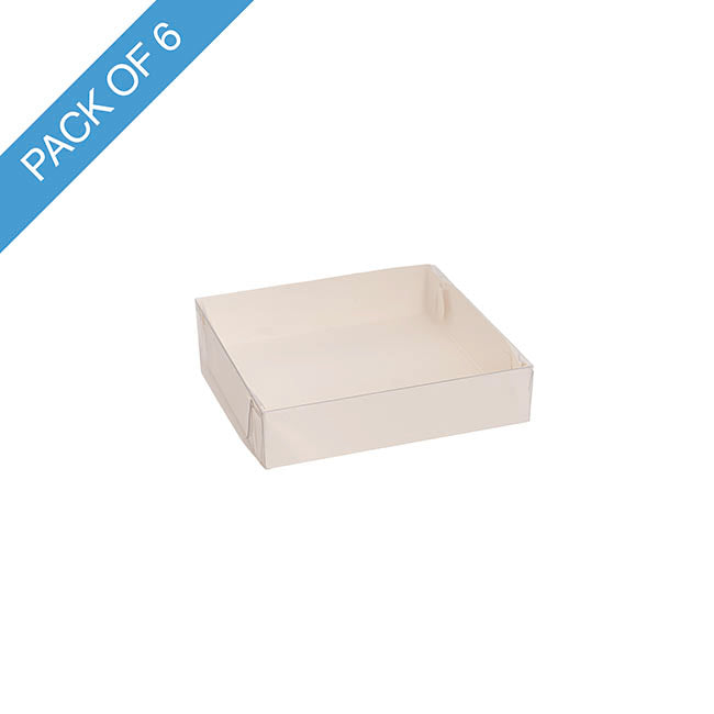 Cookie Dessert Display Box & Lid White Pack 6 (11x11x2.5Hcm)