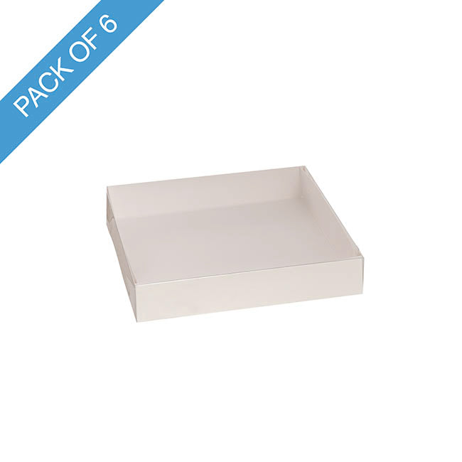 Cookie Dessert Display Box & Lid White Pk6 (15.5x15.5x3Hcm)