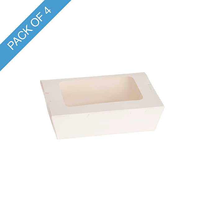 Food Takeaway Macaron Window Box Lge White Pk4(17x12x4.5Hcm)