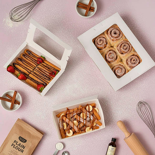 Food Takeaway Macaron Window Box Lge White Pk4(17x12x4.5Hcm)