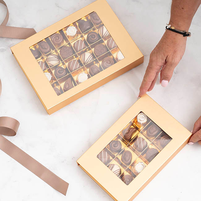 Chocolate Treat 2-Dozen Box with Insert Gold (24*17*3Hcm)