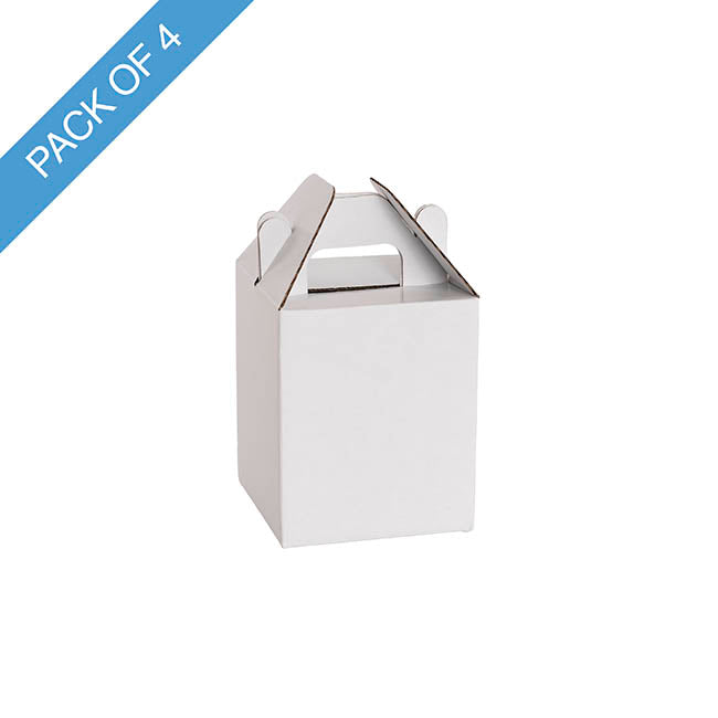 Gable Lolly Hamper Box Flat Pack White Pack 4 (8x8x9.8Hcm)