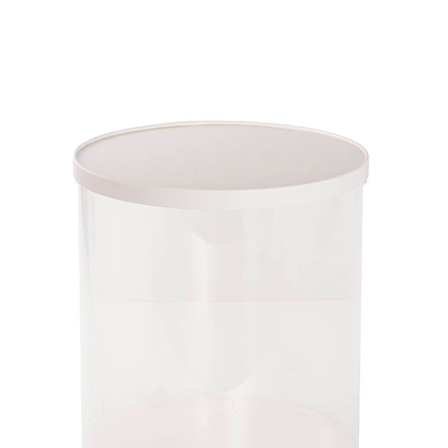 Display Cake Teddy Flower PET Box Round Lge White (30x35Hcm)