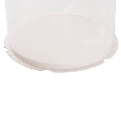 Display Cake Teddy Flower PET Box Round Lge White (30x35Hcm)