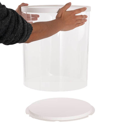 Display Cake Teddy Flower PET Box Round Lge White (30x35Hcm)