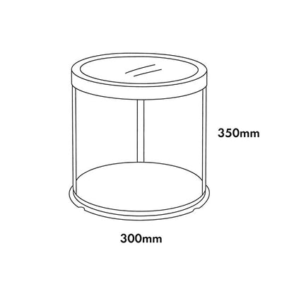 Display Cake Teddy Flower PET Box Round Lge White (30x35Hcm)