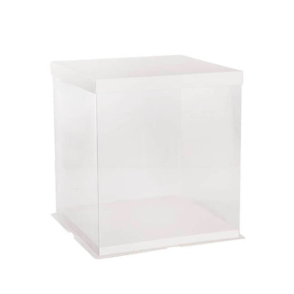 Display Cake Teddy Flower PET Box Square Lge White(30x35Hcm)