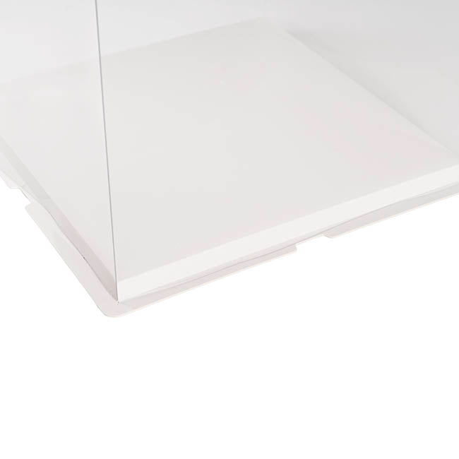 Display Cake Teddy Flower PET Box Square Lge White(30x35Hcm)