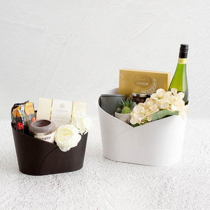Hamper Bucket Oval Large White (32x22x23.5cmH)